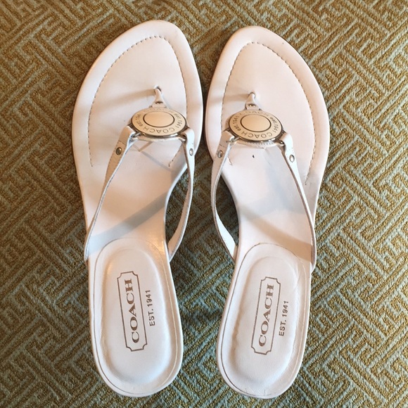 COACH Sandals Leather w/ Wooden Heel - Picture 3 of 7